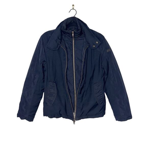 Men's‎ Emporio Armani Jeans Slim-Fit Navy Full Zip Down Jacket Size Small - Picture 2 of 11